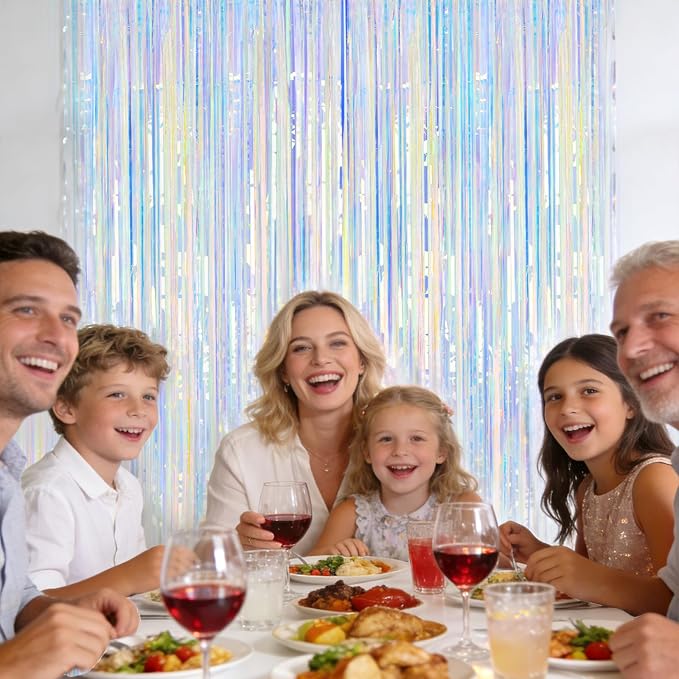 jijAcraft Iridescent Tinsel Foil Fringe Curtain, 3 Pack 3.2x6.5 Feet - Image 6