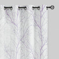 FMFUNCTEX Linen Lilac White Semi Sheer Print Curtains 84 Inch Long 2 Panels | by Fmfunctex