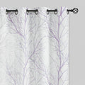 FMFUNCTEX Linen Lilac White Semi Sheer Print Curtains 72 Inch Long 2 Panels | by Fmfunctex