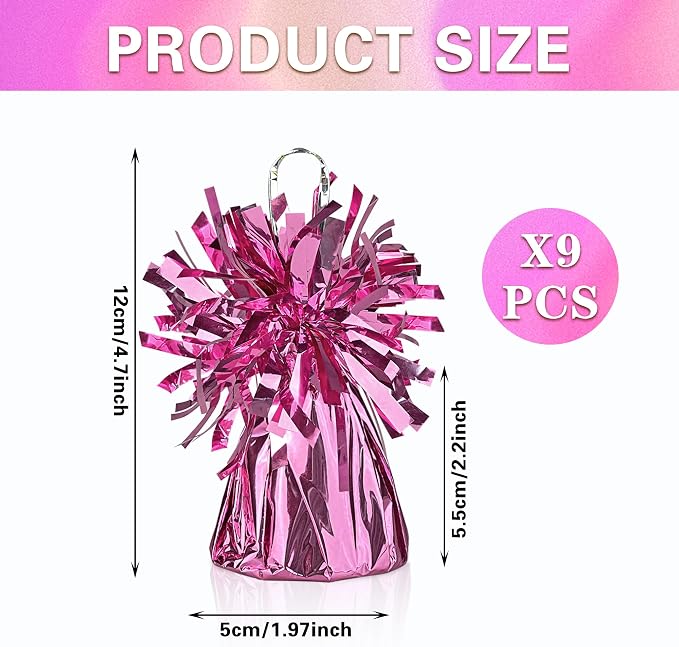 9 PCS Metallic Wrapped Balloons Weights Pink Helium Balloon Weight Balloon - Image 2