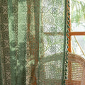 YJ YANJUN Boho Lace Curtains, Dark Green, 2 Panels | Vintage Floral Crochet by YJYANJUN
