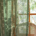 YJ YANJUN Boho Lace Curtains, Dark Green, 2 Panels | Vintage Floral Crochet by YJYANJUN