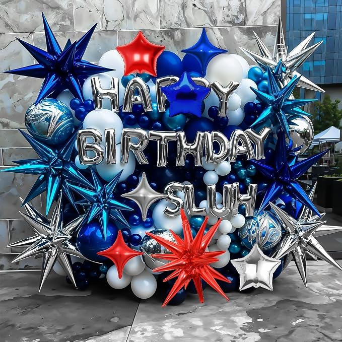 14pcs Blue Red Silver Star Balloons, Mixed Star Foil Balloon, 22Inch Explosion - Image 5