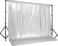 PartyDelight Silver Sequin Backdrop 20x10ft Sparkly Photo Curtain | 4 Inch Rod by PartyDelight