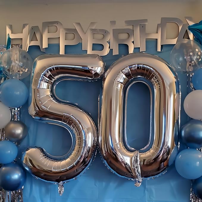 Silver Number 0 Balloon, 40 Inch Large Number Foil Mylar Balloons - Image 4