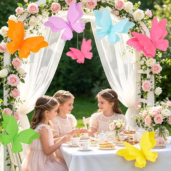 SUNBEAUTY Hanging Butterflies Large Butterfly Decorations 3D Colorful Paper - Image 7
