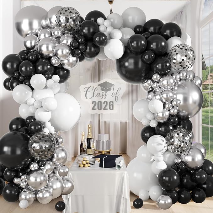 Ouddy Party 149Pcs Black Sliver Balloon Arch Garland Kit 18 12 10 5Inch | - Image 2