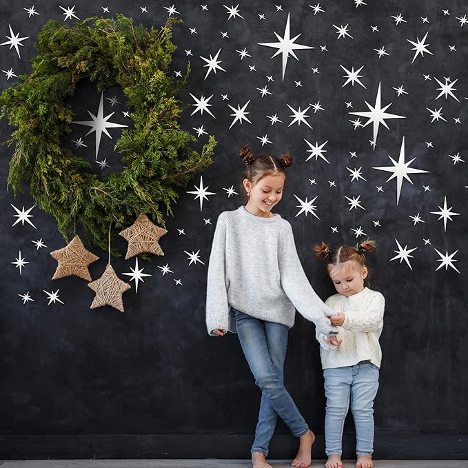 Zonon 82 Pieces Mirror Wall Stickers Star Wall Decals Decor Removable 3D - Image 6