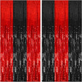 2 Pack Black and Red Backdrop Party Decorations Tinsel Curtain Halloween Party by BOMSI