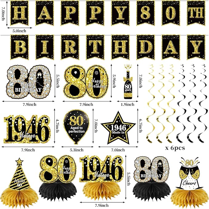 Zirtorei 80th Birthday Decorations - Image 2