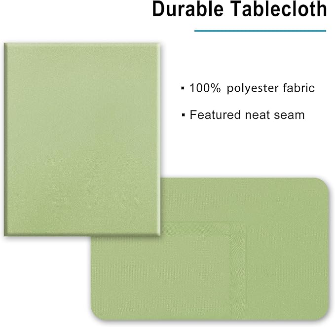 Hiasan Light Sage Rectangle Tablecloth - Waterproof Spillproof and Wrinkle Resistant Washable Polyester Table Cloth for Dining Party, 52 x 70 inch