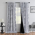 Boho Blackout Leaves Patterned Curtains 84 Inch Long 2 Panels Set by MEETSKY