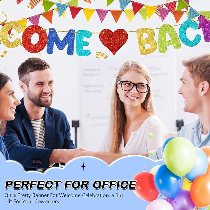 Fulmoon Pre Strung Welcome Back Glitter Banner First Day of School Party - Image 7