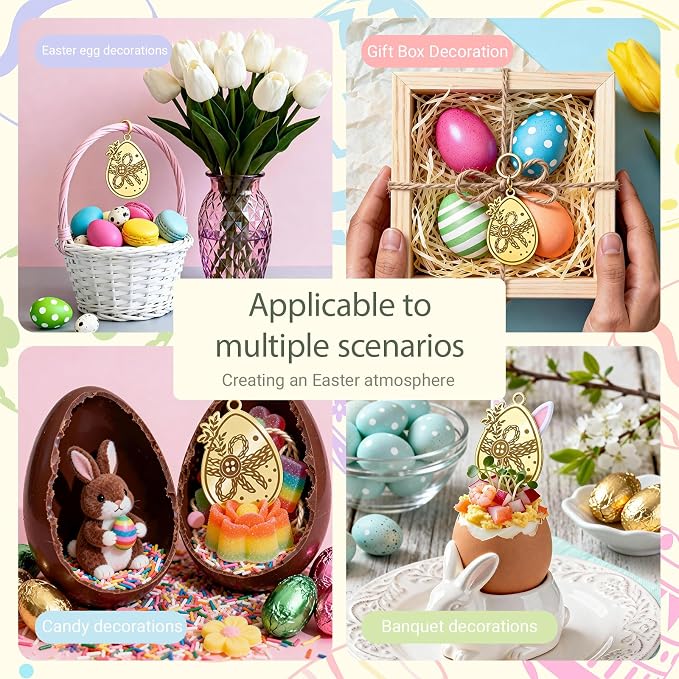 8Pcs Gold Happy Easter Cake Toppers Bunny Cupcake Decor - Image 4