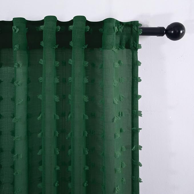 KOUFALL Hunter Green Sheer Curtains 84 Inch Length - Image 6