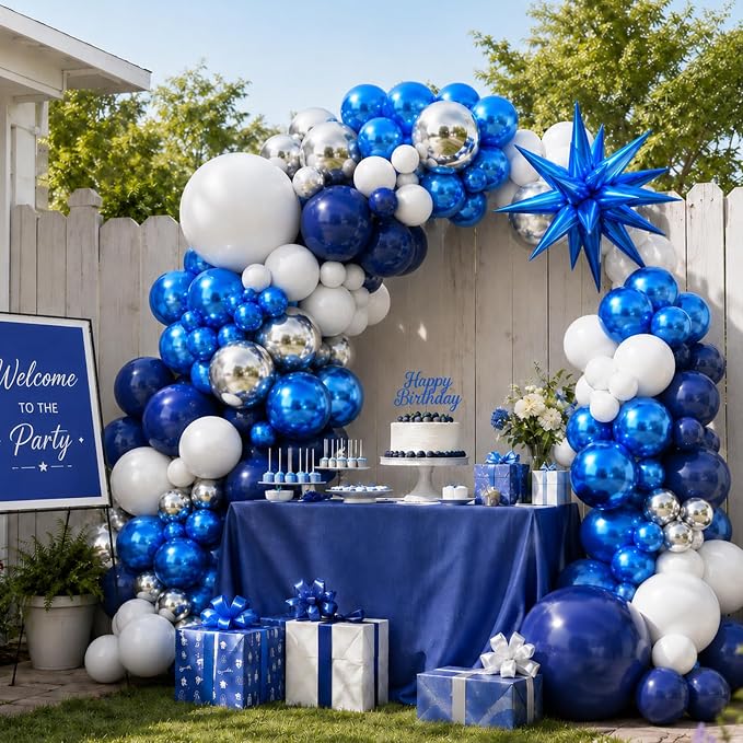 Graduation Balloon Arch Kit 2026 Blue and White Balloon Garland Royal Blue - Image 6