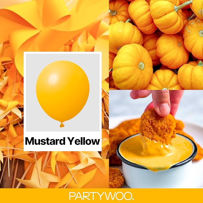 PartyWoo Yellow Mustard Yellow Balloons 155pcs Different Sizes | 18 12 10 5 - Image 2