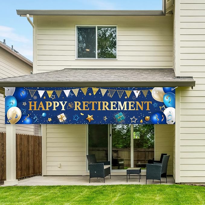 Blulu 2026 Retirement Banner Sign Horizontal Large Fabric Retirement Yard Sign - Image 4