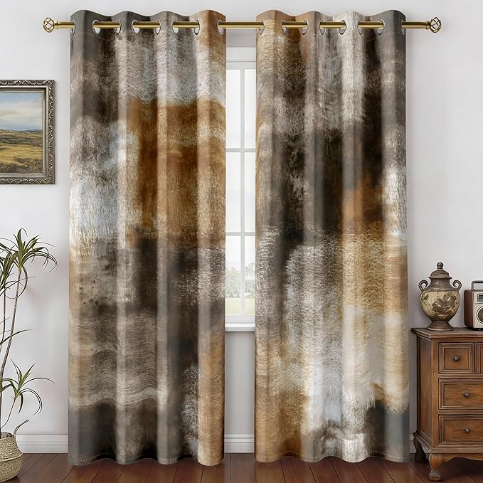 Asuexpect Abstract Curtains for Living Room 2 Panels Abstract Rust Curtain Room by Asuexpect