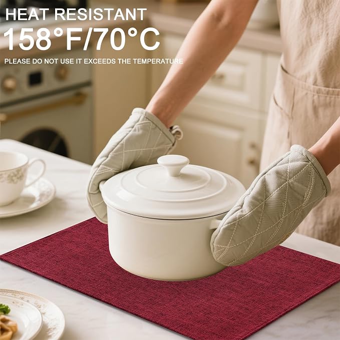 Homaxy Cloths Placemats for Dining Table Set of 4, Cotton Linen Blend Table Mats - Image 3