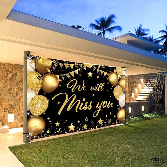 KatchOn Black and Gold We Will Miss You Banner 72x44 Inch | Graduation Backdrop - Image 6