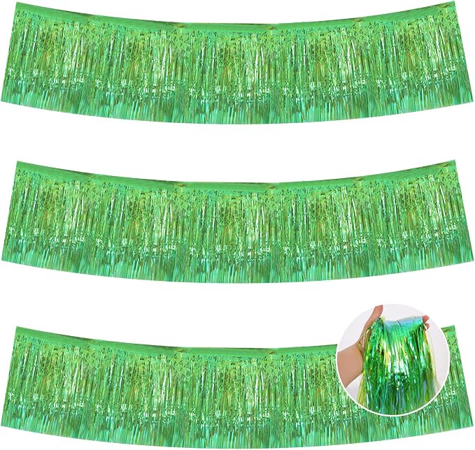 BEISHIDA Shining Green Fringe Garland Banner Wall Tinsel Foil Streamers | 3Pack by Beishida