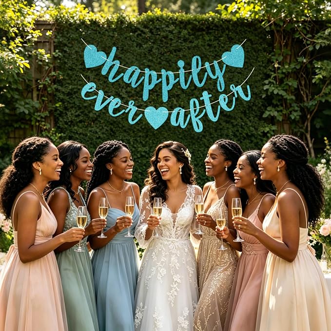 Happily Ever After Glitter Bunting Banner, Engagement, Bridal Shower, Wedding - Image 8