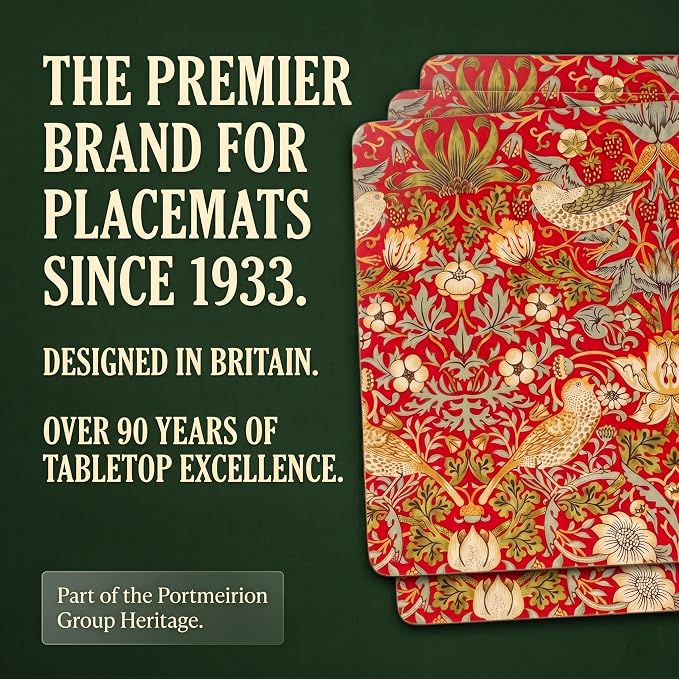 Pimpernel Morris & Co Strawberry Thief Red Placemats - Image 8