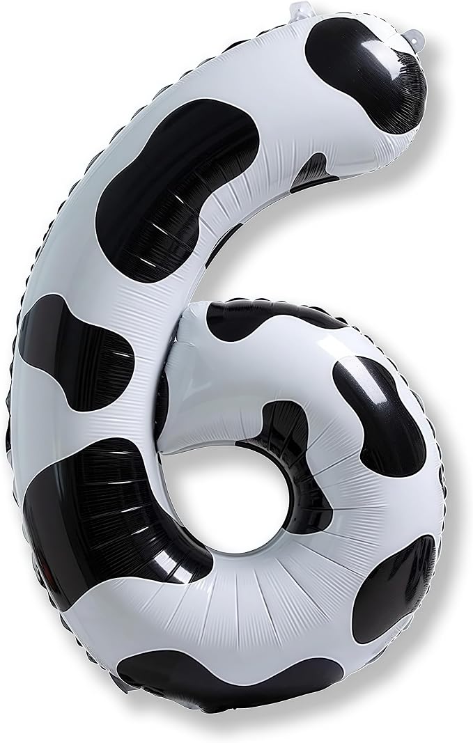 Giant Number Balloons 6, Cow Print Number 6 Balloons by Isndare