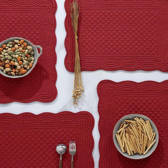 HOMBYS Quilted Placemats Set of 6 Washable-13x18 inches Rectangular Placemats - Image 5