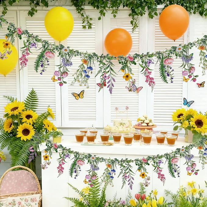 SUNBEAUTY Wildflower Banner 2 Pcs Waterproof Garland 2-Sided Printed Garden - Image 4