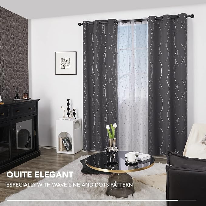 Deconovo Living Room Curtains 90 Inches Long, Thermal Insulated, Room Darkening - Image 3