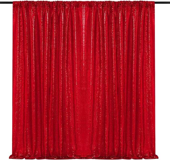 JYFLZQ Red Sequin Backdrop Curtains 6ft x 8ft 1 Panel Glitter Photo Booth - Image 8
