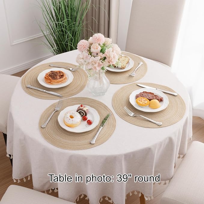 SHACOS Round Braided Placemats Set of 4 Washable Place Mats - Image 7