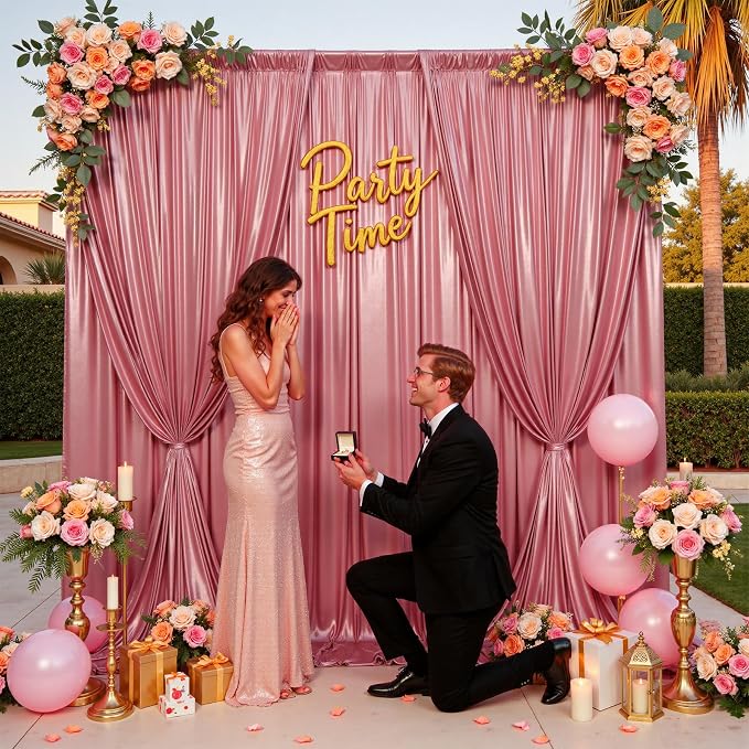 50x10ft Shimmer Rose Gold Sequin Backdrop Curtain - Image 9