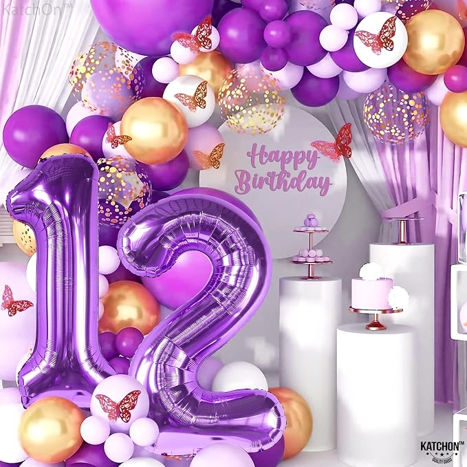 KatchOn Purple Number 12 Balloon 40 Inch, 12th Birthday Balloon Decor | 12th - Image 7