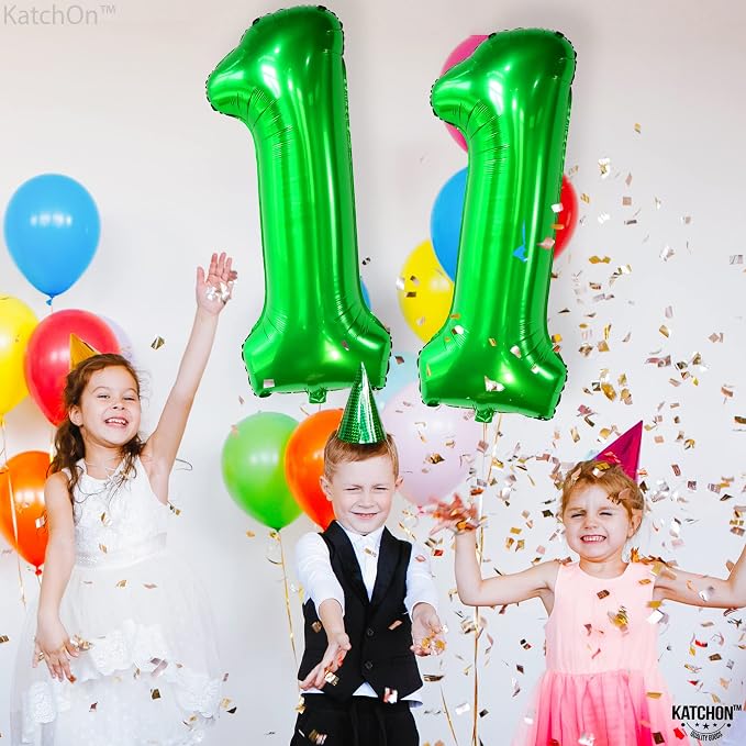 KatchOn Dark Green Number 11 Balloon 40 Inch, 11th Birthday Balloon Decor | - Image 4