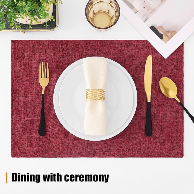 Homaxy Cloths Placemats for Dining Table Set of 4, Cotton Linen Blend Table Mats - Image 5