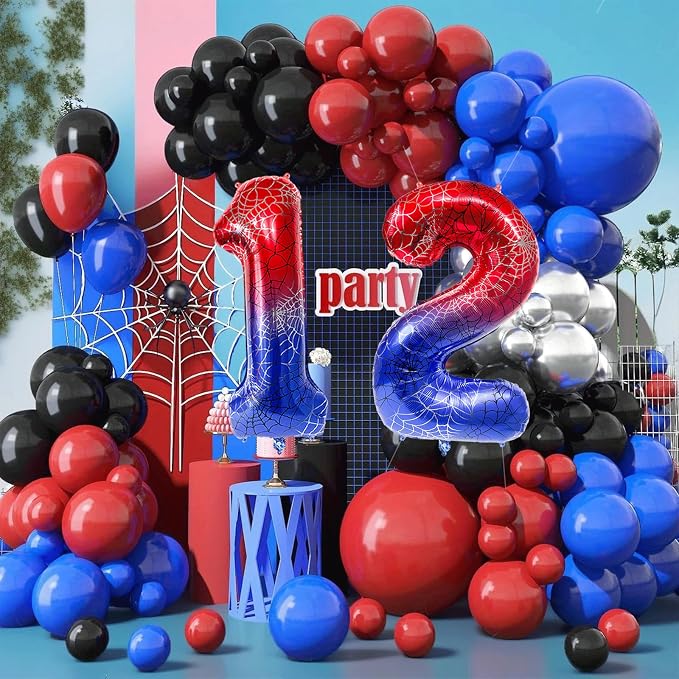 40 Inch Spider Theme Number Foil Balloons, Large Number 12 Balloons - Image 6