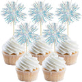 Gyufise 30Pcs Foil Firework Cupcake Toppers Sparkle Tinsel Cake Toppers Tinsel by Gyufise