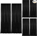 2×8FT-6PCS Black Sequin Backdrop Curtains Panels, Photography Backdrop Glitter by Pufogu