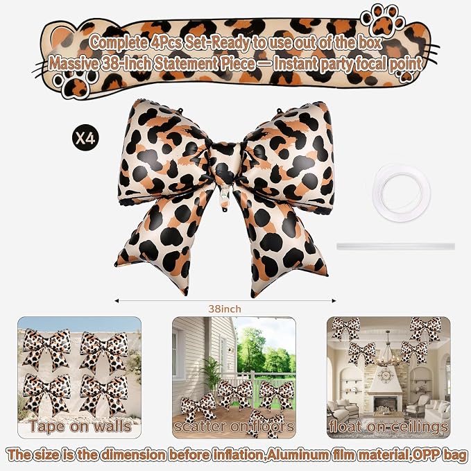 4pcs Jumbo Oversized Ribbon Balloons Coquette Bow Balloons Bow Party Coquette - Image 2
