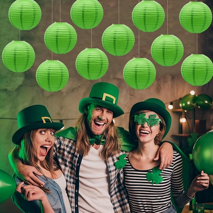 Green Round Paper Lanterns Hanging Chinese Ceiling Decorations - Image 7