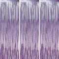 Voircoloria Light Purple Foil Fringe Backdrop Curtains, Birthday Party by Voircoloria