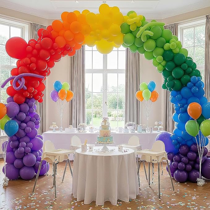 RUBFAC Rainbow Balloon Arch Kit 129pcs Different Sizes 18 12 10 5 Inch | Latex - Image 7