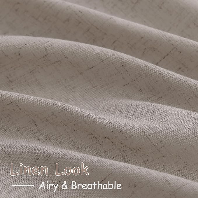 102 Inch Long Curtains for Living Room Stone Beige Linen Light Filtering Semi - Image 4