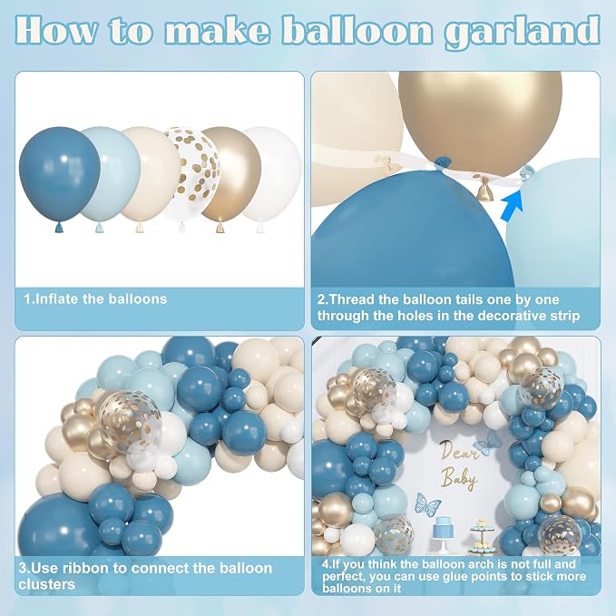 157Pcs Dusty Blue Balloons Garland Arch Kit Different Size | Fog Pastel Slate - Image 7