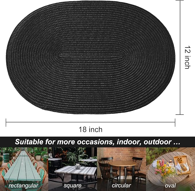 AHHFSMEI Placemats Set of 6 for Dining Table Washable Woven Non-Slip 18x12 - Image 2