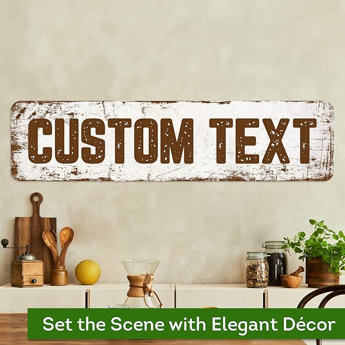 Custom Sign, Custom Street Sign, 11 Font Colors, 13 Font Styles, 4 Hole Options, 22 Sizes, 8x32 Inches, Rust Free DiBound, Fade Resistant, Made in USA by My Sign Center (Rustic)