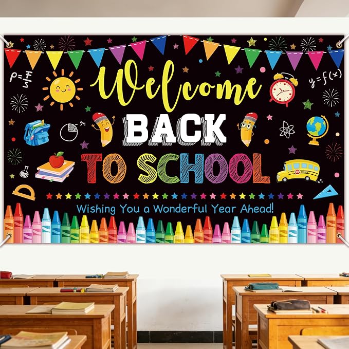 Back to School Decorations, Large 71" x 43" Welcome Back to School Backdrop | - Image 6